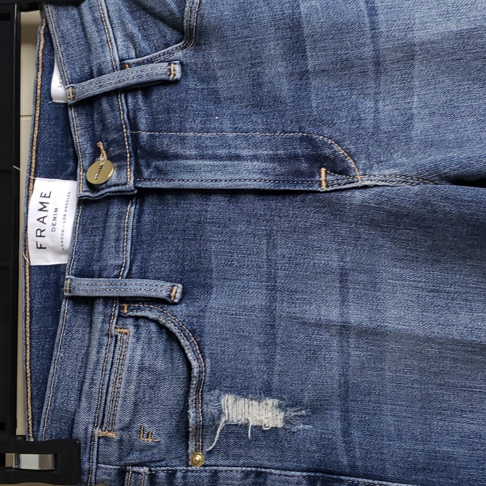 Frame Denim le high straight frey cuffs Denim - Picture 2 of 7